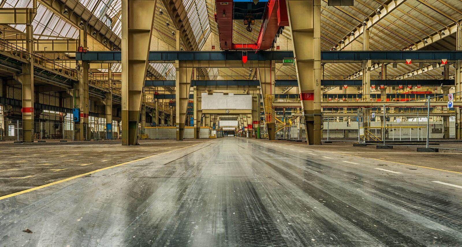 Empty concrete warehouse interior