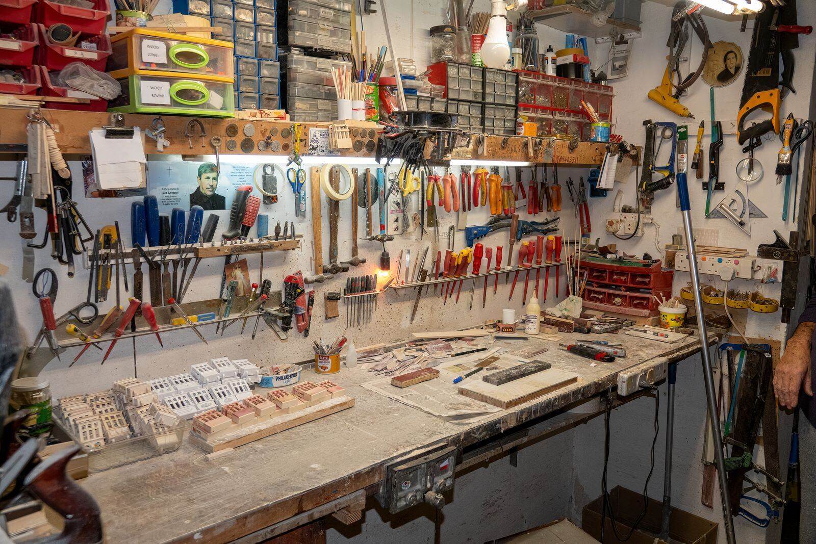 Organized Workshop with Tools and Supplies